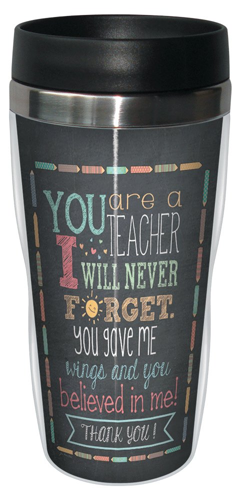 Tree-Free Greetings Jo Moulton Teacher Thanks Travel Mug, Stainless Lined Coffee Tumbler, 16-Ounce - Gift for Teacher Appreciation Week Day