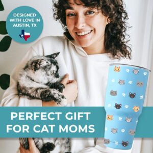 KEDRIAN Cat Mom Tumbler 30oz, Perfect Cat Gifts For Cat Lovers, Cat Lover Gifts For Girls, Cat Lover Gifts For Women, Cat Gifts For Women, Cat Mom Gifts For Women Mothers Day Cat Mom Mothers Day Gifts