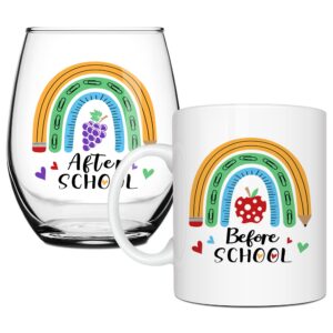 Nurse Gifts, Before Patients After Patients 11 oz Coffee Mug and 15 oz Stemless Wine Glass Set Gifts for Women, RN, Doctor, Hygienist, Physician, Assistants, Unique Nurse Day Birthday Graduation Gifts