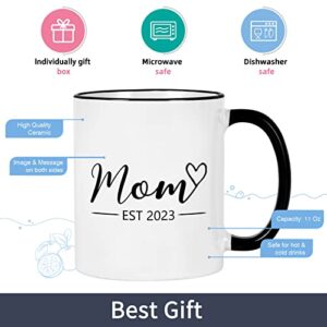 YHRJWN - Mom and Dad Mug, Mom Dad Est 2023 Coffee Mug Set, Gifts for New Parents, New Mom Dad Gifts, Pregnancy Gifts for First Time Moms Couple, First Fathers Day Mothers Day Gifts, 11Oz(Black Handle)