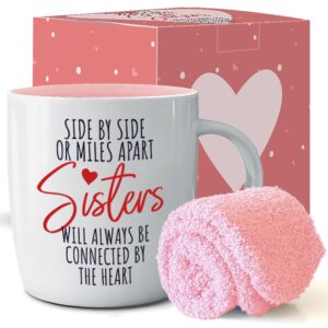 triple gifffted best sister ever coffee mug & socks, gifts for little big sisters from brother, birthday presents ideas, valentines mothers day christmas, to younger older sibling, ceramic cup 380ml