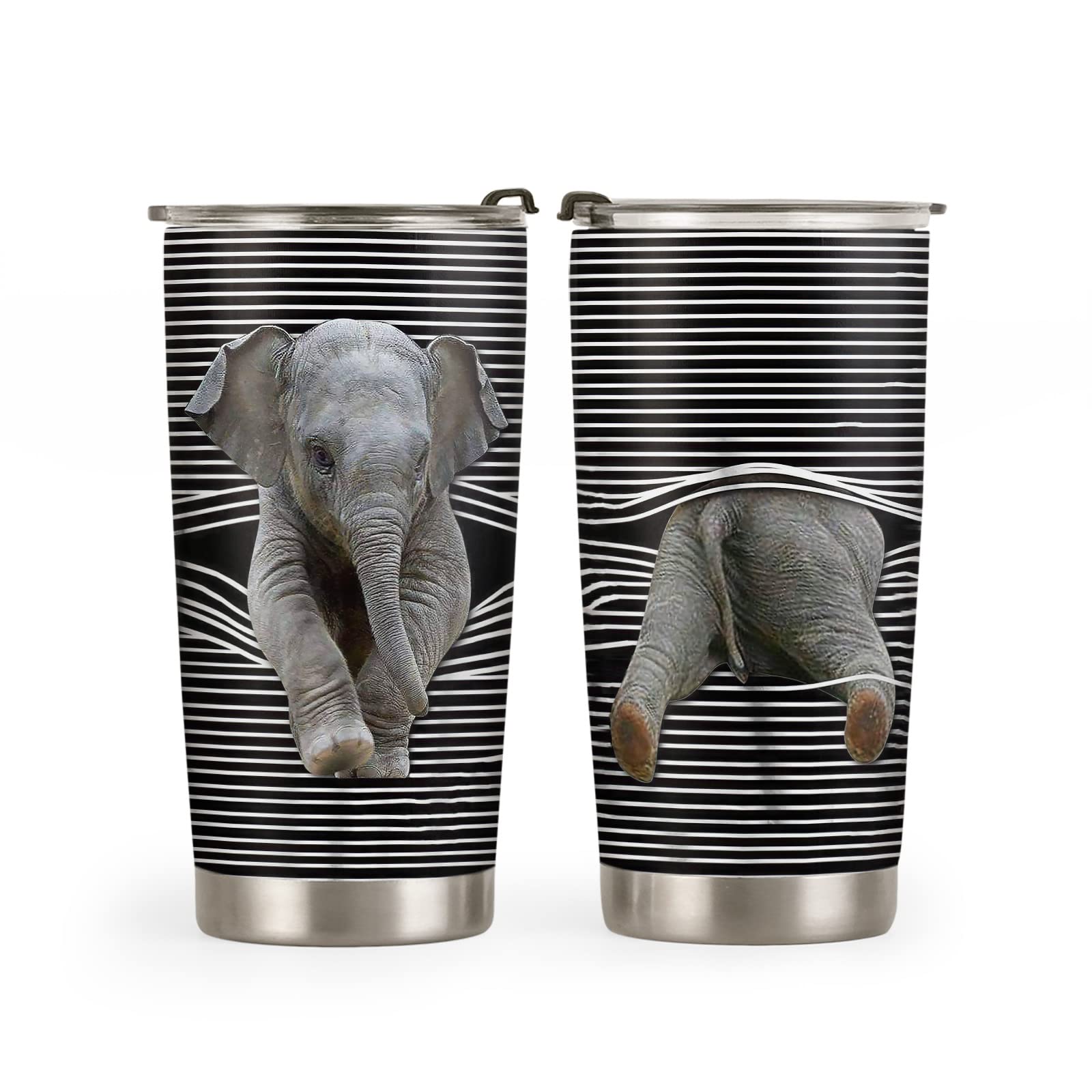 20oz Elephant Gifts for Women, Men, Birthday Gifts for Her, Him, Coffee Thermos, Funny Cool Gag Gifts, Animal Lovers Gifts, Cute Elephant Tumbler Cup, Insulated Travel Coffee Mug with Lid