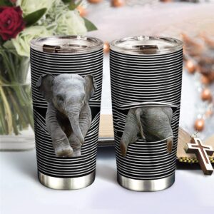 20oz Elephant Gifts for Women, Men, Birthday Gifts for Her, Him, Coffee Thermos, Funny Cool Gag Gifts, Animal Lovers Gifts, Cute Elephant Tumbler Cup, Insulated Travel Coffee Mug with Lid