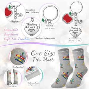 Geiserailie Christmas Teacher Appreciation Gift Sets for Women Men from Student It Takes a Big Heart to Shape 12 Oz Travel Mug Thank You Teacher Keychains Presents for Birthday Teacher's Day