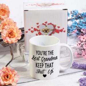 You're The Best Grandma Keep That Coffee Mug Funny Coffee Mug for Grandma Birthday Mother's Day Gift for Grandma from Granddaughter Grandson Grandchildren Grandkids 11 Ounce White