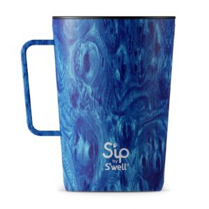 s'well s'ip stainless steel takeaway tumbler - 15 oz - azure forest - double-walled vacuum-insulated keeps drinks cold for 10 hours and hot for 2 - with no condensation - bpa-free travel mug