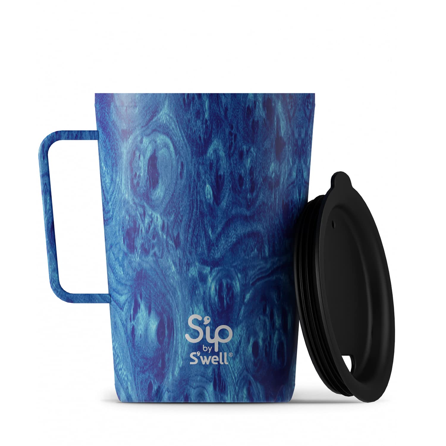 S'well S'ip Stainless Steel Takeaway Tumbler - 15 Oz - Azure Forest - Double-Walled Vacuum-Insulated Keeps Drinks Cold for 10 Hours and Hot for 2 - with No Condensation - BPA-Free Travel Mug