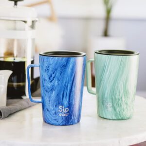 S'well S'ip Stainless Steel Takeaway Tumbler - 15 Oz - Azure Forest - Double-Walled Vacuum-Insulated Keeps Drinks Cold for 10 Hours and Hot for 2 - with No Condensation - BPA-Free Travel Mug