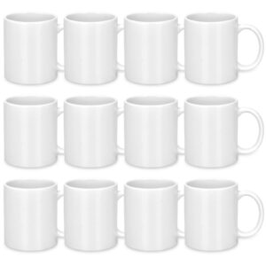 set of 12 sublimation mug 12oz blank sublimation mug white coffee mug ceramic cups mug sublimation series espresso cups diy coated classic mug for coffee, tea, soup, milk, latte, women, men