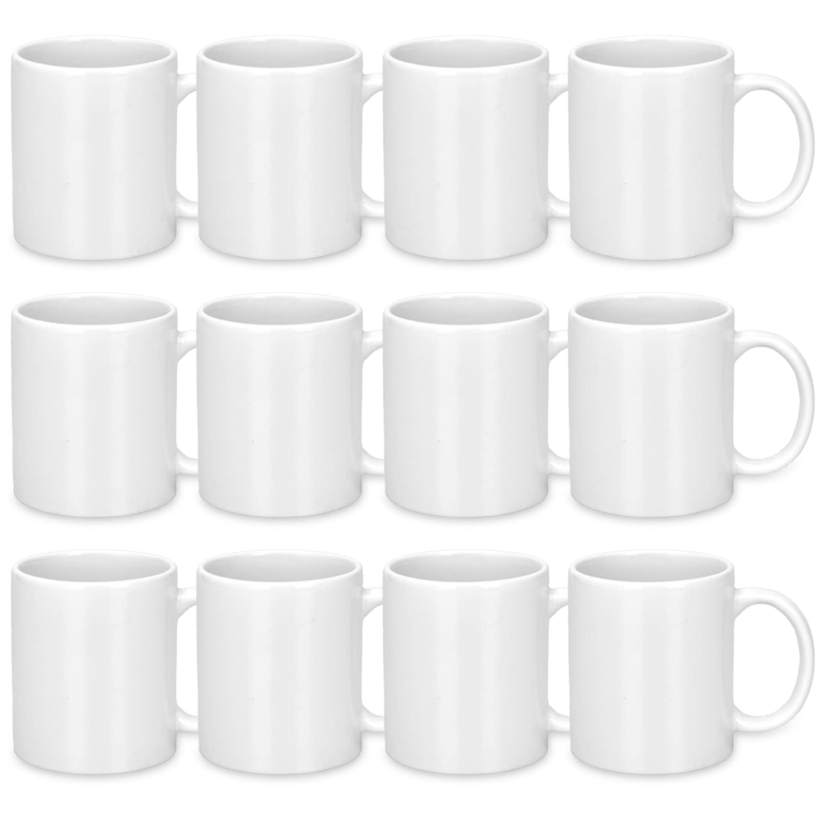 Set of 12 Sublimation Mug 12oz Blank Sublimation Mug White Coffee Mug Ceramic Cups Mug Sublimation Series Espresso Cups DIY Coated Classic Mug for Coffee, Tea, Soup, Milk, Latte, Women, Men
