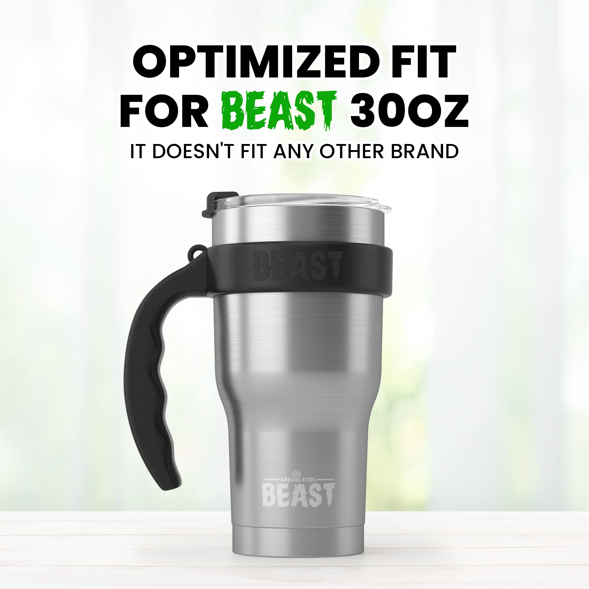 Greens Steel Handle for 30 oz BEAST Tumbler Only | BEAST Tumbler Handle Anti Slip Travel Mug Grip | Beast Cup Holder | BEAST Tumbler Accessories | Lightweight Tumbler Holder | Cup Handle