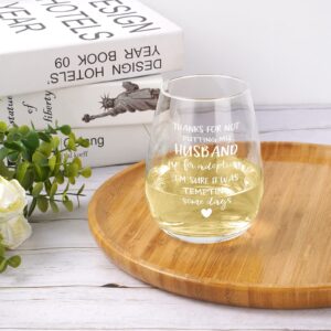 Modwnfy Mother in Law Gifts from Daughter in Law, Funny Mother in Law Wine Glass, Mothers Day Gift Stemless Wine Glass for Future Mother in Law Mother of The Groom, Birthday Wedding Gift, 15 Oz