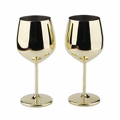 Arora Stainless Steel Wine Glass 18oz - Set of 2 Gold - 3.6" D x 8.3" H (851029)