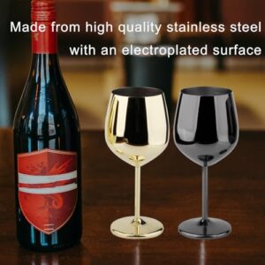 Arora Stainless Steel Wine Glass 18oz - Set of 2 Gold - 3.6" D x 8.3" H (851029)