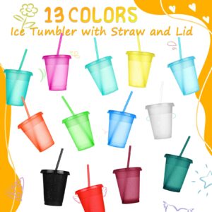 Cups with Straws and Lids Kids Tumbler with Straw Reusable Water Bottle Iced Coffee Travel Mug Cup Adults Plastic Cups for Parties Birthdays 16 oz (Modern Colors, 30 Pack)