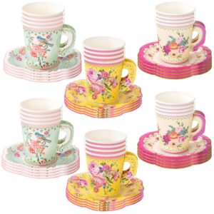 talking tables 24 count truly scrumptious party vintage floral tea cups and saucer sets