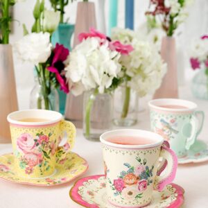 Talking Tables 24 Count Truly Scrumptious Party Vintage Floral Tea Cups and Saucer Sets