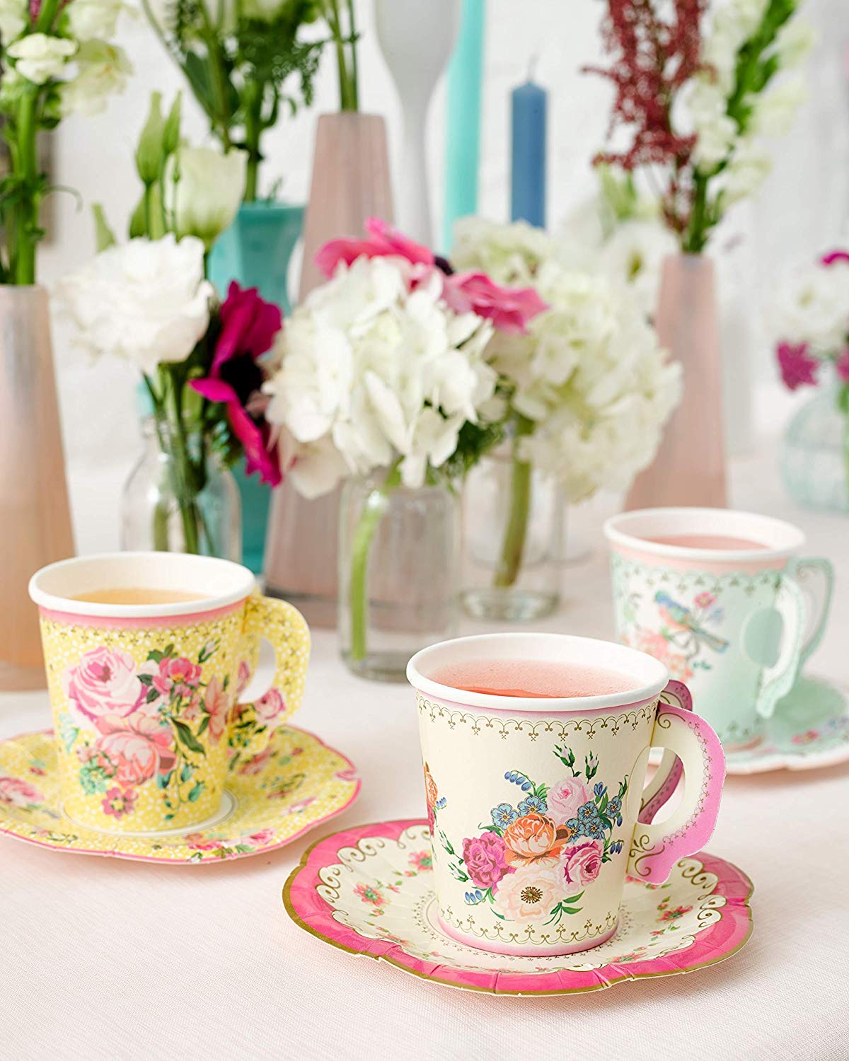 Talking Tables 24 Count Truly Scrumptious Party Vintage Floral Tea Cups and Saucer Sets
