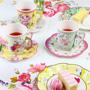 Talking Tables 24 Count Truly Scrumptious Party Vintage Floral Tea Cups and Saucer Sets