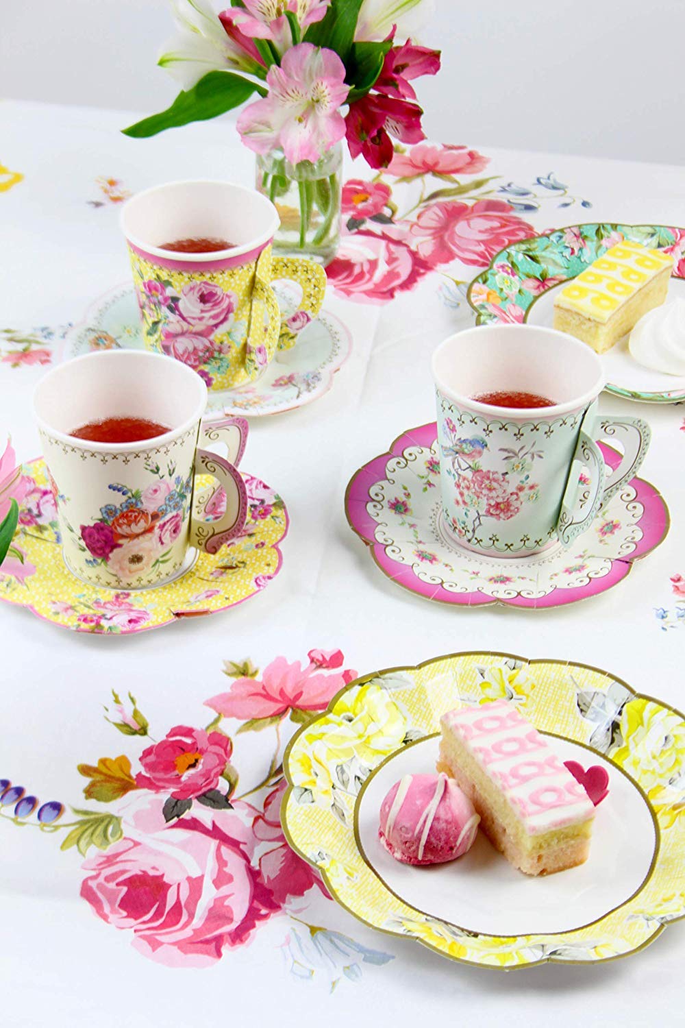 Talking Tables 24 Count Truly Scrumptious Party Vintage Floral Tea Cups and Saucer Sets