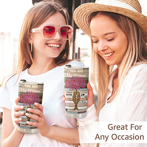 Macorner Gifts For Best Friend Women - Stainless Steel Friend Tree Tumbler 20oz - Unique Gifts For Bestie, Soul Sister, BFF, Coworker - Birthday Gifts For Best Friend - Mothers Day Gift For Women