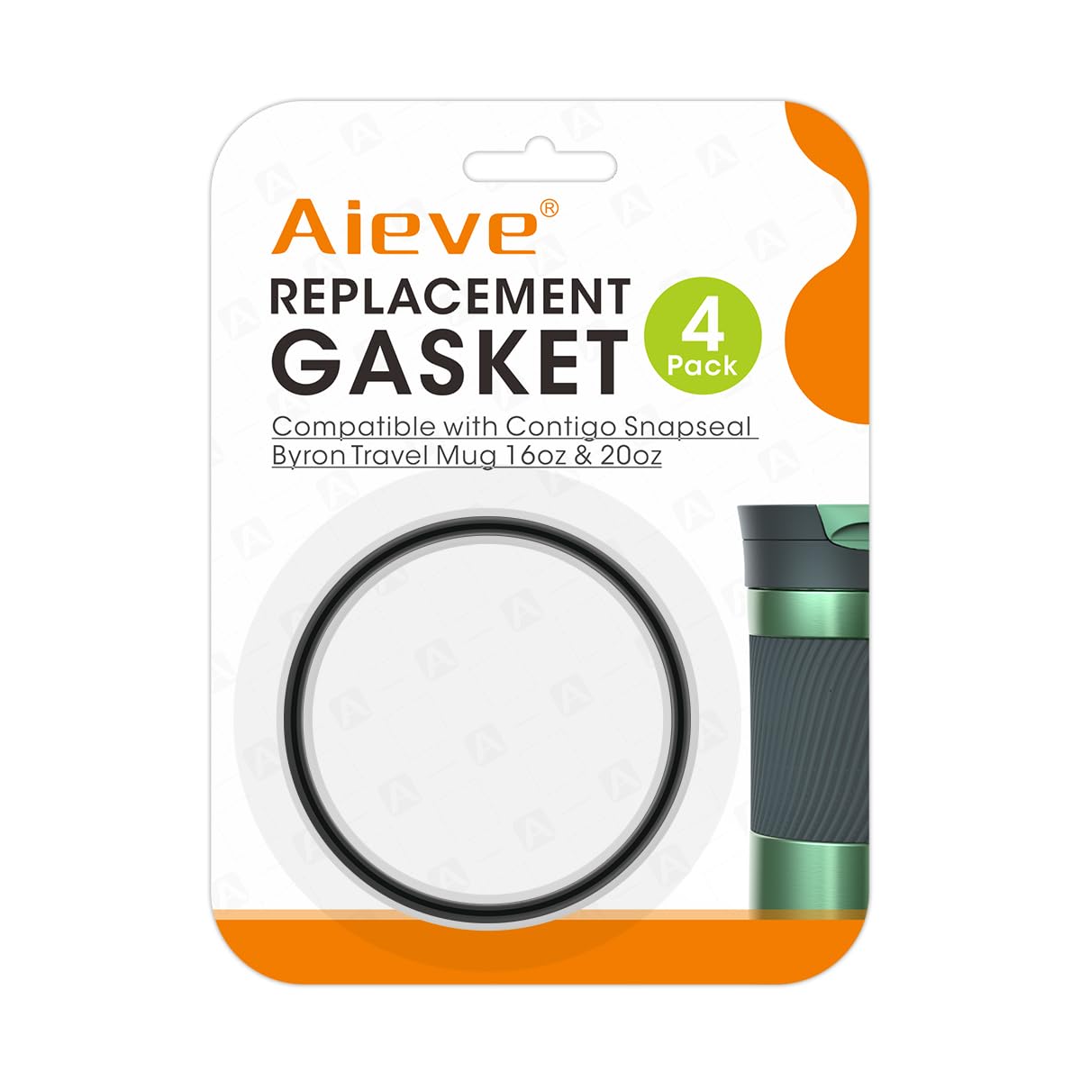 AIEVE Replacement Gasket Compatible with Contigo Snapseal Byron Travel Mug 16oz & 20oz, Silicone Lid Seal Replacement for Contigo Snapseal(4 Pack)
