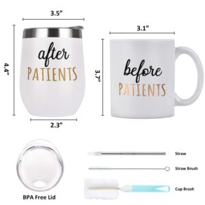 Lifecapido Before Patients, After Patients Perfect Nurse day Appreciation Gifts Idea for Nurses, Doctors, Hygienists, Assistants, Dentists, 11 oz Coffee Mug and 12 oz Stainless Steel Wine Tumbler Set
