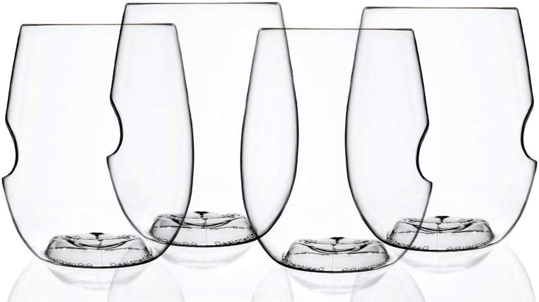 govino Go Anywhere Wine Glasses | Dishwasher Safe, Flexible, Shatterproof, and Recyclable | 16 oz. Each | Set of 4.