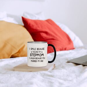 Maustic Stepmom Mothers Day Gifts, I Smile Because You are My Stepmom Funny Coffee Mug, Christmas Birthday Gifts for Stepmom from Bonus Daughter Bonus Son, Step Mom Coffee Mug 11 Oz White