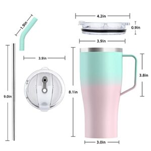 Zenbo 32 oz Insulated Tumbler with Handle Lid and Straw–Keep Drinks Cold up to 24 Hours-Stainless Steel Vacuum Insulated Mug with Handle – Leak Proof Lid, Dishwasher Safe,Fit in Car Cup Holder