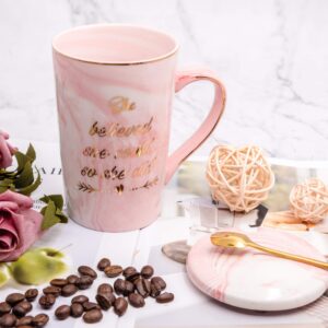 Mugpie She Believed She Could So She Did Coffee Mug - Congratulations Graduation Gifts for Her Women Girl Daughter College Nursing - Cute Motivational Inspiritional 12.5oz Pink Ceramic Cup + Gift Box