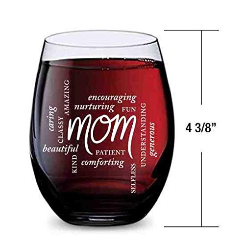 GSM Brands Stemless Wine Glass Mom - Made of Unbreakable Tritan Plastic - 16 ounces