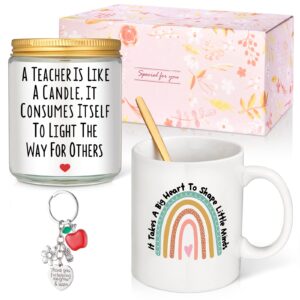 Teacher Gifts for Women - Teacher Appreciation Gifts - Thank You Gifts, Best Teacher Gifts from Student, Back to School, Graduation Gifts Coffee Mug Keychain Candle Gifts Basket for Teachers Women