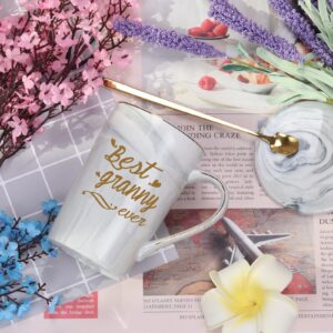 WENSSY Best Granny Ever Mug, Gifts for Granny, Birthday Mothers Day Gifts for Granny Grandma from Granddaughter Grandkis Grandson 14 Ounce Grey with Gift Box