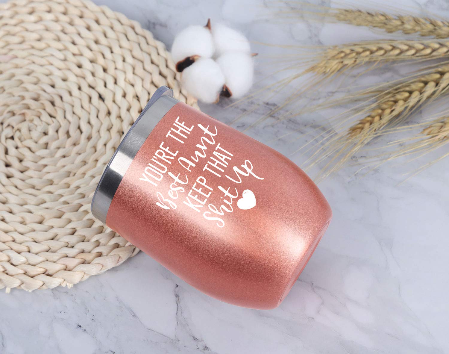 You're The Best Aunt Keep That Up Aunt Wine Tumbler, Aunt Gifts 12 Oz Wine Tumbler, Mothers Day Birthday Gifts for Aunt Auntie Her, Funny Insulated Stainless Steel Wine Tumbler