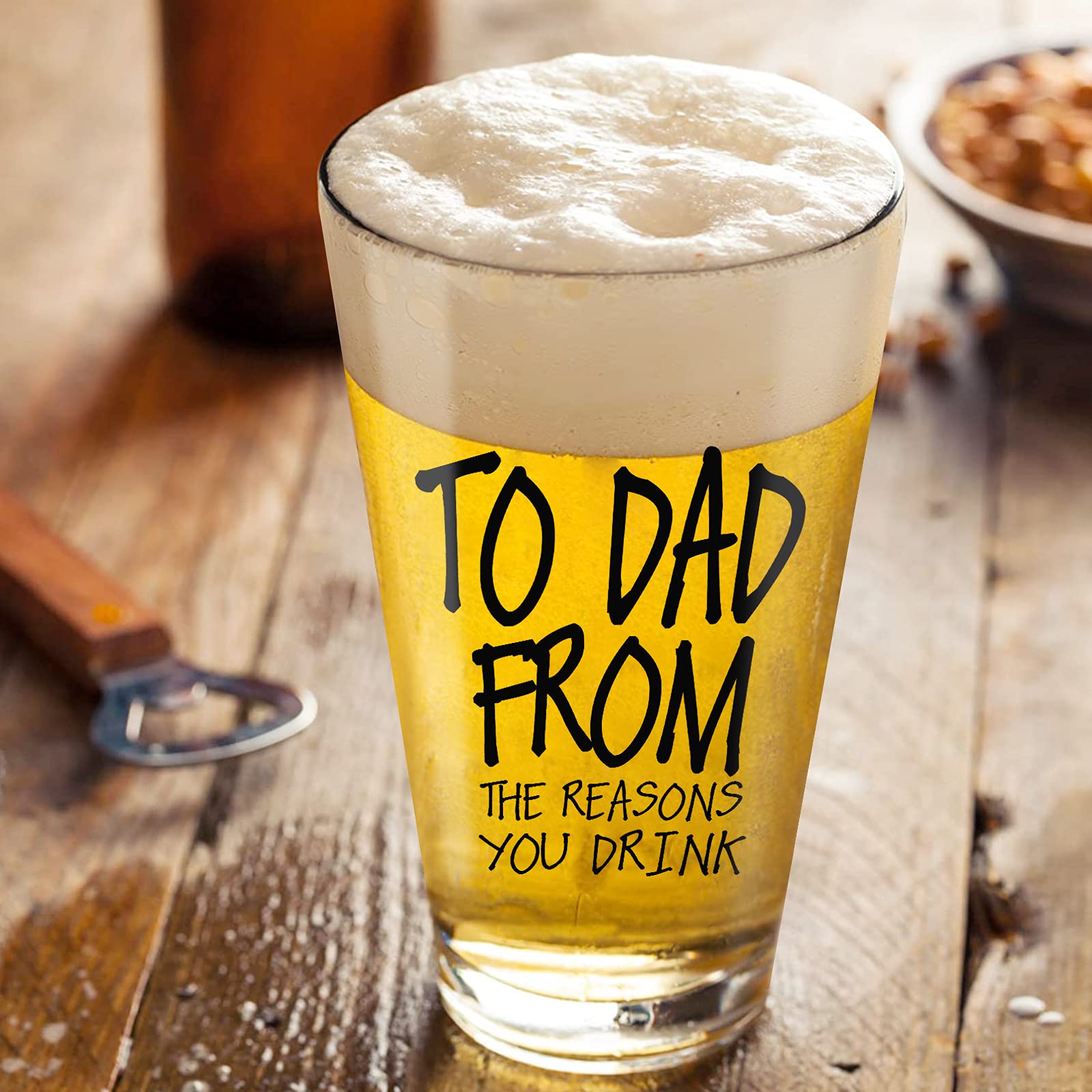 Gifts for Dad,Fathers Day Dad Gifts from Daughter Son Wife,16 OZ Funny Beer Glass Gifts for Dad Men Grandpa Stepdad Father in Law Husband,Dad Gifts for Fathers Day Birthday Christmas Anniversary