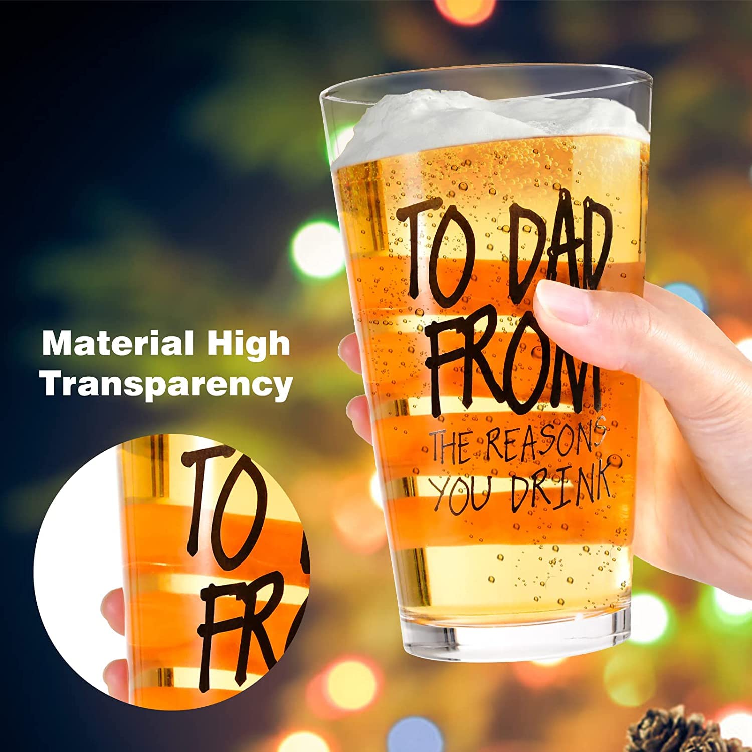 Gifts for Dad,Fathers Day Dad Gifts from Daughter Son Wife,16 OZ Funny Beer Glass Gifts for Dad Men Grandpa Stepdad Father in Law Husband,Dad Gifts for Fathers Day Birthday Christmas Anniversary