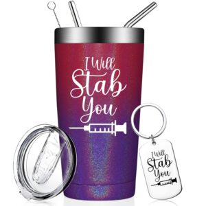 fufandi i will stab you nurse tumbler - nurse gifts for women - nurse practitioner gifts - funny nurses birthday, appreciation, christmas, week day gifts for nurses, doctors, assistant - tumbler cup