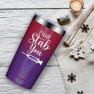 Fufandi I Will Stab You Nurse Tumbler - Nurse Gifts for Women - Nurse Practitioner Gifts - Funny Nurses Birthday, Appreciation, Christmas, Week Day Gifts for Nurses, Doctors, Assistant - Tumbler Cup