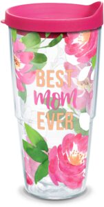 tervis best mom ever floral insulated tumbler, 24oz, clear - tritan, 1 count (pack of 1)