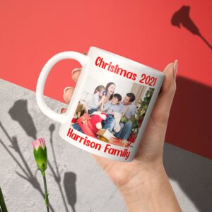 Custom Photo Coffee Mug, 11 - 15 oz. Personalized Mug w/ Picture, Text, Name - Gifts for Boyfriend, Girlfriend, Best Friend, Christmas Gifts, Taza Personalizadas - White