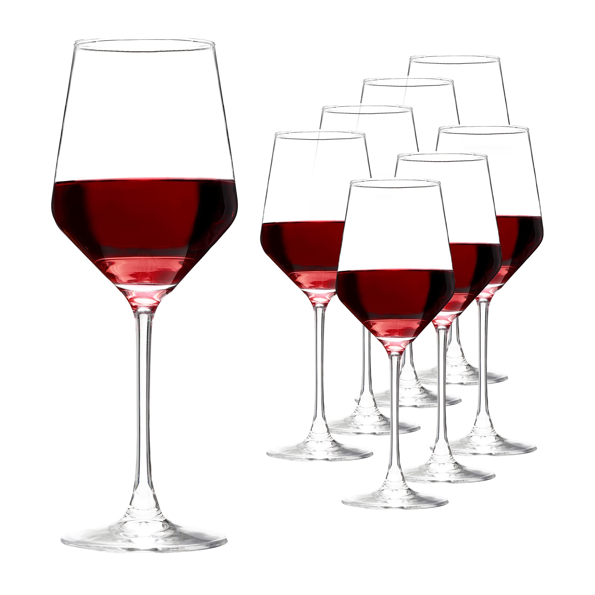 YANGNAY Wine Glasses (Set of 8, 17 Oz), Clear Wine Glasses for Red Wine, Smooth Rim, Dishwasher Safe