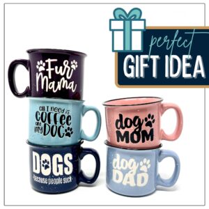 Cute Funny Coffee Mug for Dog Lovers - Dog Mom, Dog Dad, Fur Mama - Unique Fun Gifts for Her, Dad, Mom, Sister, Teacher, Coworkers - Coffee Cups & Mugs with Quotes