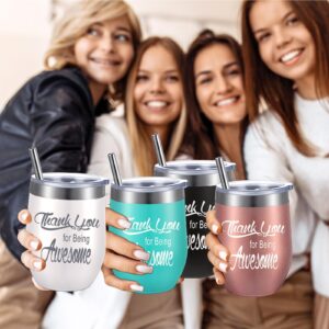 Appreciation Gifts Thank You for Being Awesome Wine Tumbler Thank You Gifts for Women Staff Employee Inspirational Appreciation Keychain, Stainless Steel Tumbler(Multicolor,4 Sets)