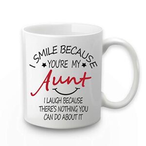 i smile because you are my aunt mug i smile because your my aunt mug aunt coffee mug gifts birthday mothers day gifts for aunt auntie from nephew niece 11 ounce with gift box