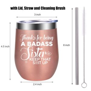 LEADO Wine Tumbler - Gifts for Sister, Sister in Law, Sisters Gifts from Sister, Brother - Thank You, Christmas, Birthday Gifts for Sister - Soul Sister, Little, Big Sister Gifts for Women