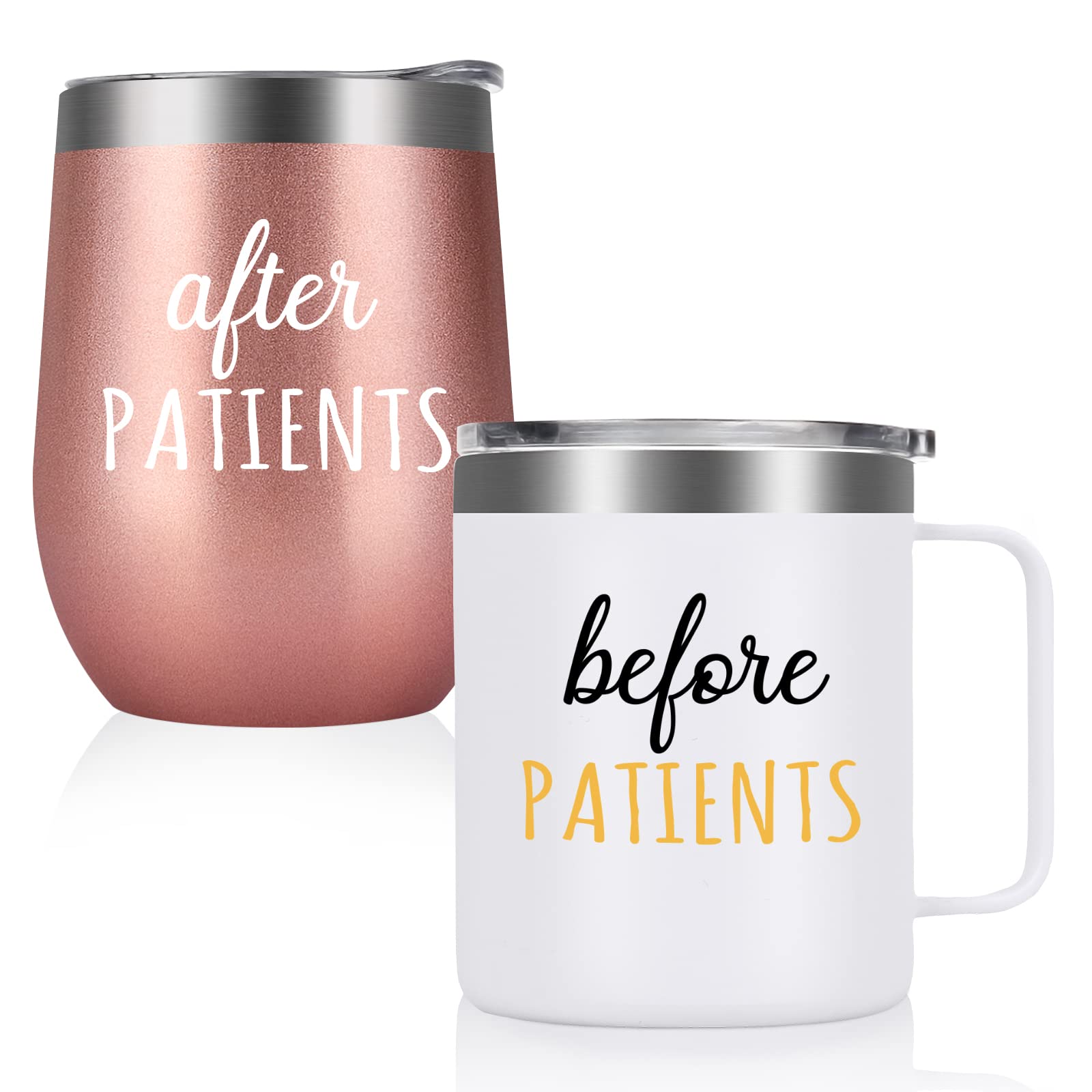 Gtmileo Nurse Gifts for Women, 12 oz Before Patients After Patients Stainless Steel Insulated Coffee Mug Tumbler Set, Nurse Week Appreciation Graduation Gifts for Nurse Practitioner Doctor Therapist