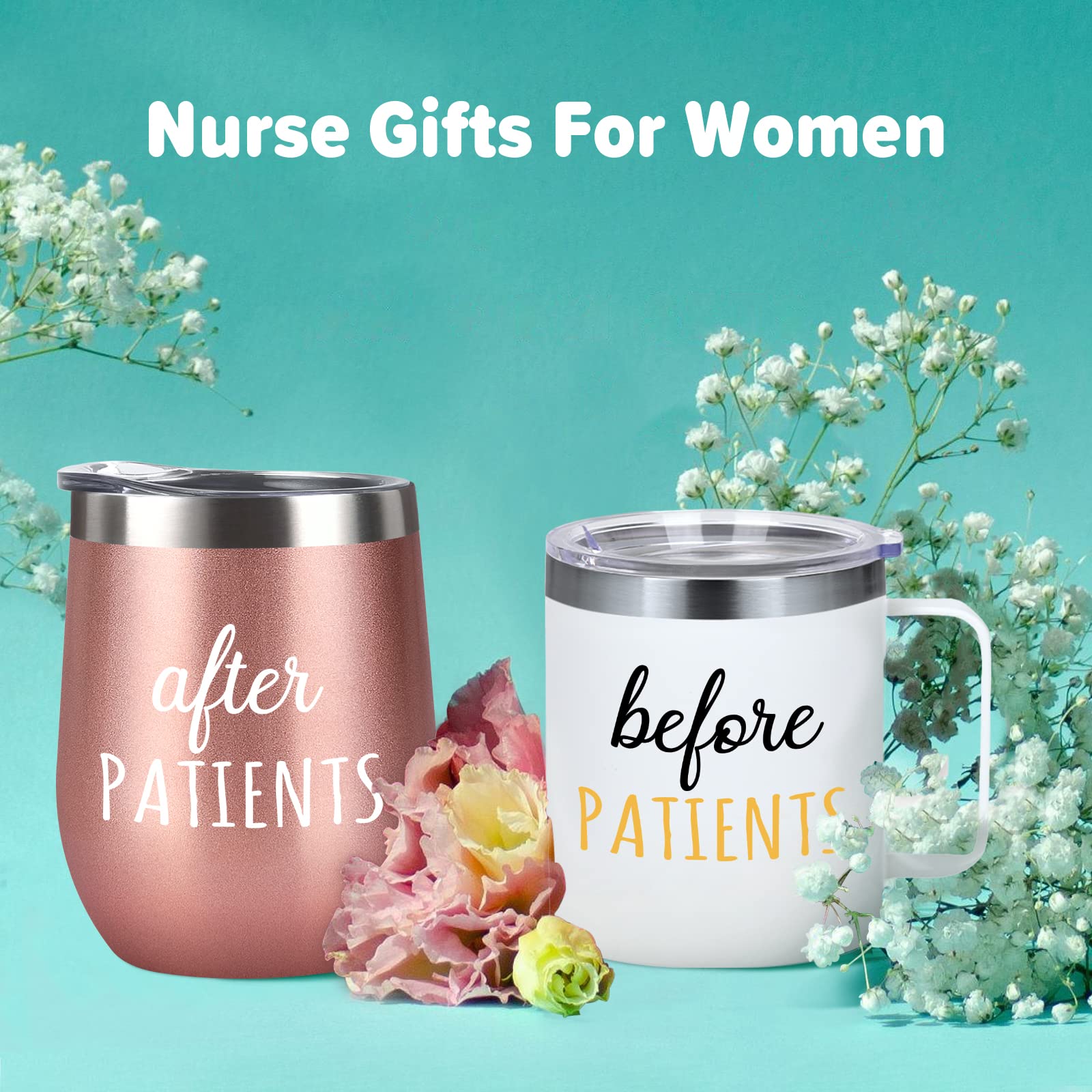 Gtmileo Nurse Gifts for Women, 12 oz Before Patients After Patients Stainless Steel Insulated Coffee Mug Tumbler Set, Nurse Week Appreciation Graduation Gifts for Nurse Practitioner Doctor Therapist