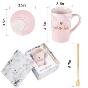 YHRJWN Godmother Gifts, Gifts for Godmother from Godchild, Godmother Mugs for Birthday Christmas, Pregnancy Announcement Baptism Gift, Godmother Proposal Gifts, Marble Mug 14 Oz with Gift Box Pink