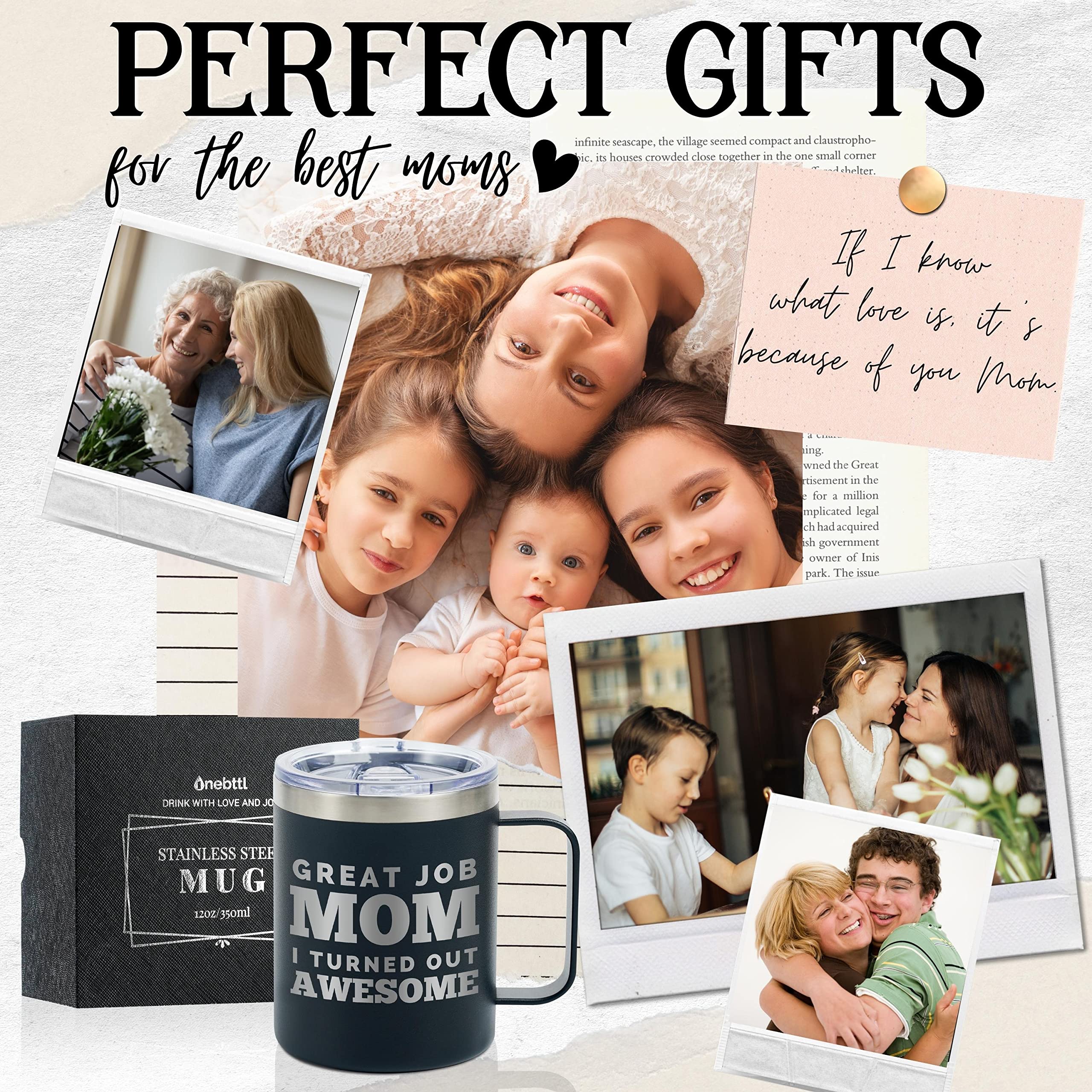 Onebttl Mothers Day Gifts from Son, Gifts for Mom from Son - Good Job Mom I Turned Out Awesome - 12oz Insulated Mom Mug